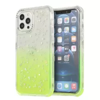 Dreamland Solid Color Gradient + Glitter Stars Design PC + TPU Hybrid Cover Shell for iPhone 12/12 Pro - Green
