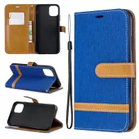 Jean Cloth PU Leather Phone Cover for iPhone 11 6.1 inch (2019) - Baby Blue