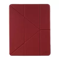 MUTURAL Stylish Origami Stand Design Leather Case with Pen Slot for iPad Pro 12.9-inch (2018)/(2020) - Red