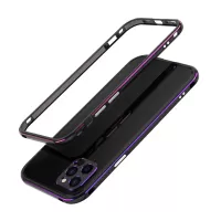 Polar Lights Style Metal Bumper Case for iPhone 12 Pro Camera Lens Ring Protector - Black/Purple