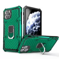Rotatable Finger Ring Kickstand PC + TPU Hybrid Back Case for iPhone 11 Pro Max 6.5-inch - Dark Green