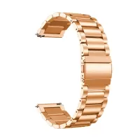 For Samsung Gear Sport 20mm Classic Stainless Steel Watch Band Three-bead Wrist Strap Replacement - Rose Gold Color