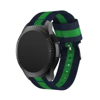 22mm Woven Nylon Adjustable Watch Band Replacement for Samsung Gear S3 Frontier / Classic - Dark Blue / Green