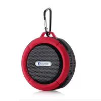 C6 Mini Suction Cup Wireless Bluetooth Speaker Waterproof Outdoor Speaker with Carabiner - Red