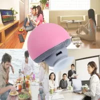 Mushroom Portable Bluetooth Wireless Stereo Speaker Mini Subwoofer with Suction Cup and Mic - Pink