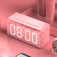 BT506 Portable Bluetooth Speaker Wireless Stereo Speaker Support TF AUX Mirror Alarm Clock for Phone Computer - Pink