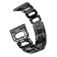 For Samsung Galaxy Watch Active SM-R500 Watch Band 20mm D-shape Rhinestone Decor Alloy Watch Bracelet - Black