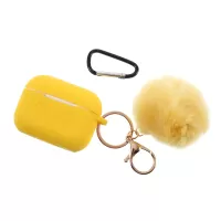 Silicone Protective Case with Hairy Ball Buckle for Apple AirPods Pro - Yellow