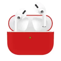 Anti-Drop/Anti-Scratch Solid Color Ultra-slim Liquid Silicone Protective Cover for Apple AirPods Pro - Red
