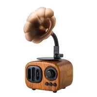 Retro Wood Portable Mini Bluetooth Speaker Wireless Loudspeaker - Light Brown
