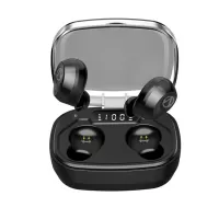 X10-Plus TWS Bluetooth 5.0 Headset Digital Display Wireless Bluetooth Earbuds with Charging Case - Black