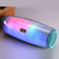 Portable Bluetooth V5.0 Stereo Sound Speaker Wireless Deep Bass Loudspeaker with Colorful LED Light - Baby Blue