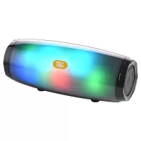 Portable Bluetooth V5.0 Stereo Sound Speaker Wireless Deep Bass Loudspeaker with Colorful LED Light - Black