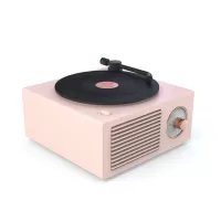X10 Atomic Bluetooth Speakers Retro Vinyl Player Desktop Wireless Mini Stereo Speakers - Pink