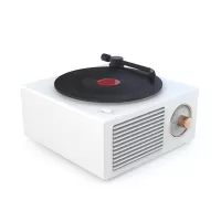 X10 Atomic Bluetooth Speakers Retro Vinyl Player Desktop Wireless Mini Stereo Speakers - White
