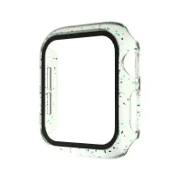 Glittery PC Frame Intergrated Tempered Glass Screen Protector Smart Watch Case for Apple Watch SE/Series 6/5/4 44mm - Green