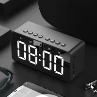 BT506 Portable Bluetooth Speaker Wireless Stereo Speaker Support TF AUX Mirror Alarm Clock for Phone Computer - Black