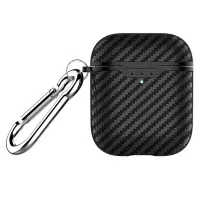 Carbon Fiber TPU Protective Case for Apple AirPods with Wireless Charging Case (2019) - Black