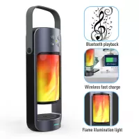 3-in-1 Portable Multi-functional Outdoor LED Flame Light Bluetooth Speaker with Wireless Charger