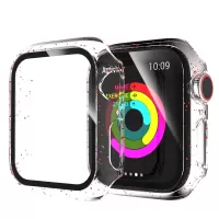 Glittery PC Frame Intergrated Tempered Glass Screen Protector Smart Watch Case for Apple Watch Series 3/2/1 38mm - Red