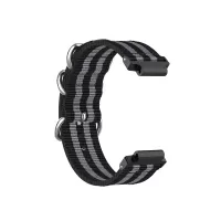 For Garmin Forerunner 220 230 235 630 620 735 Nylon Canvas Watch Band Replacement Strap with Metal Buckle - Black / Grey