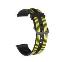 22mm Twill Color-blocking Silicone Strap for Samsung Gear S3/Galaxy Watch 46mm/Huawei GT2 46mm/Huami Amazfit Watch 1/2/GTR 47mm - Black/Yellow