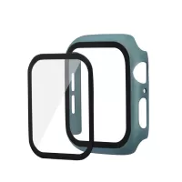 Rubberized PC + Tempered Glass Watch Case for Apple Watch SE/Series 6/5/4 44mm - Dark Green