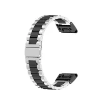 For Garmin Fenix 7X/6X/5X/3 HR Stainless Steel Watch Band Dual Color Wrist Strap Replacement - Silver/Black/Black