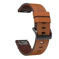 For Garmin Fenix 6 Genuine Leather Smart Watch Band Pin Buckle Wrist Strap Replacement - Brown