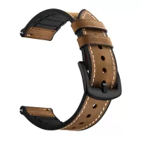 For Samsung Galaxy Watch 46mm Silicone Cowhide Leather GW-Titanium Silver 22mm Watch Band - Brown