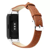 Top Layer Cowhide Leather Watchband Replacement for Samsung Galaxy Fit SM-R370 - Brown