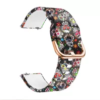 20mm Pattern Printing Silicone Watch Strap for Samsung Galaxy Watch Active, Pin Buckle Watch Wrist Band - Skull
