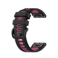 Bi-color Silicone Smart Watch Strap for Garmin Fenix 6X/Fenix 5X, Replacement Adjustable Wrist Band - Black/Rose