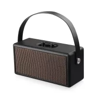 D30 Retro Wood Double Horns Bluetooth Speaker - Black