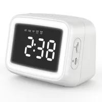 AEC BT511 Mirror Clock Night Light FM Stereo Bluetooth Speaker - White