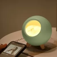 Bluetooth Speaker Cute Sleeping Cat Style USB Rechargeable Atmosphere Lamp Night Light - Green