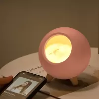 Bluetooth Speaker Cute Sleeping Cat Style USB Rechargeable Atmosphere Lamp Night Light - Pink