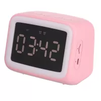 AEC BT511 Mirror Clock Night Light FM Stereo Bluetooth Speaker - Pink
