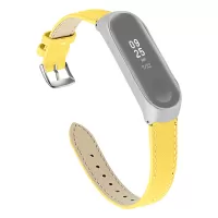 Quality Genuine Leather Watch Band Replacement for Xiaomi Mi Band 5 - Yellow