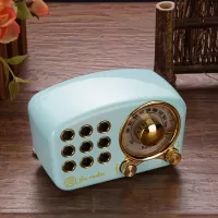 R919 Retro Bluetooth Speaker Portable FM Radio with Loud Volume Strong Bass Enhancement TF Card MP3 Player - Blue