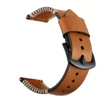 22mm Pork Ribs Style Genuine Leather Coated Smart Watch Band for Samsung Galaxy Watch 46mm - Brown