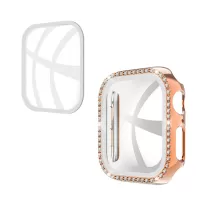 Rhinestone Decor Tempered Glass+PC All-round Protective Watch Cover for Apple Watch Series 3/2/1 42mm - Rose Gold