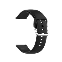 22mm Silicone Watch Strap Silver Buckle [Small Size] for Huawei Watch GT 2 Pro - Black