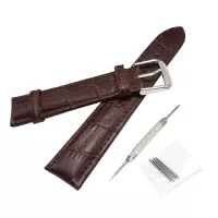 18mm Crocodile Leather Replacement Watch Band for Nokia Withings Steel HR 36mm Version - Brown
