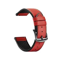 22mm Top Layer Leather Silicone Watch Strap for Huawei Watch GT 2 Pro 46mm - Red