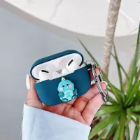 Soft TPU Bluetooth Earphone Protective Case with 3D Doll Decor for Apple AirPods Pro - Dark Blue/Dinosaur