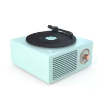X10 Atomic Bluetooth Speakers Retro Vinyl Player Desktop Wireless Mini Stereo Speakers - Cyan