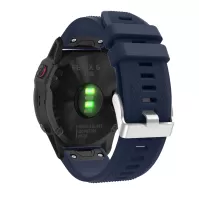 For Garmin Fenix 7X/6X Sapphire GPS/6X Pro/6X GPS/5X GPS/5X Plus Silicone Sport Watch Band Adjustable Watch Strap Replacement with Silver Buckle - Dark Blue