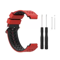 24MM Dual-layer Soft Silicone Watch Band Strap Replacement for Garmin Forerunner220 230 235 620 630 735 - Red/Black