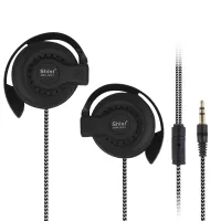 Q141 Sports Headphones Fitness Stereo Bass Earphones Ear Hook 3.5mm Braided Wired Headset - Black
